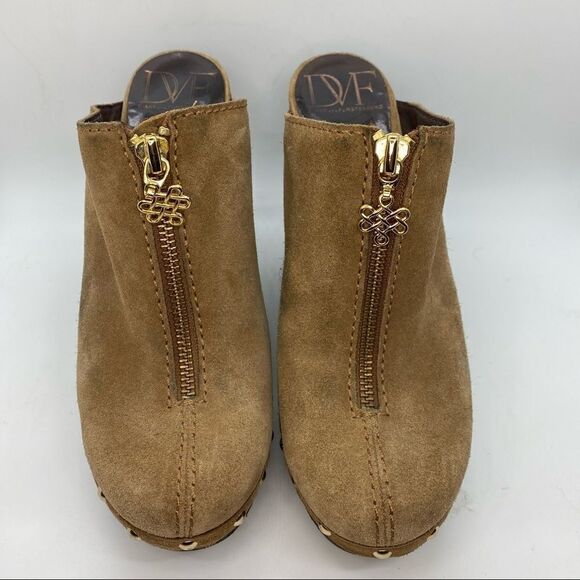 Diane Von Fursetenburg Suede Zippered Clogs - Picture 1 of 6